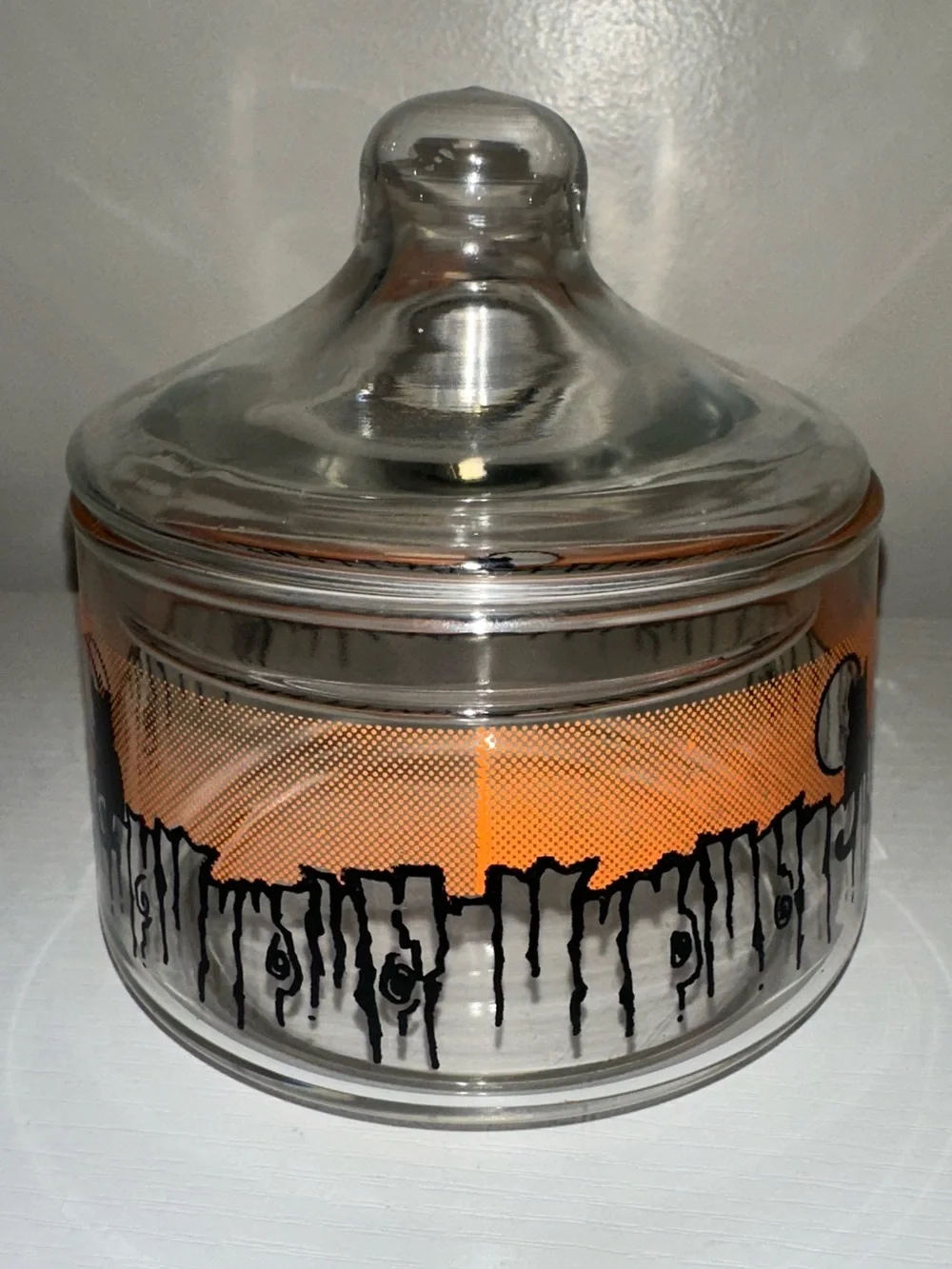 Vtg Indiana Glass Halloween Covered Candy Dish
